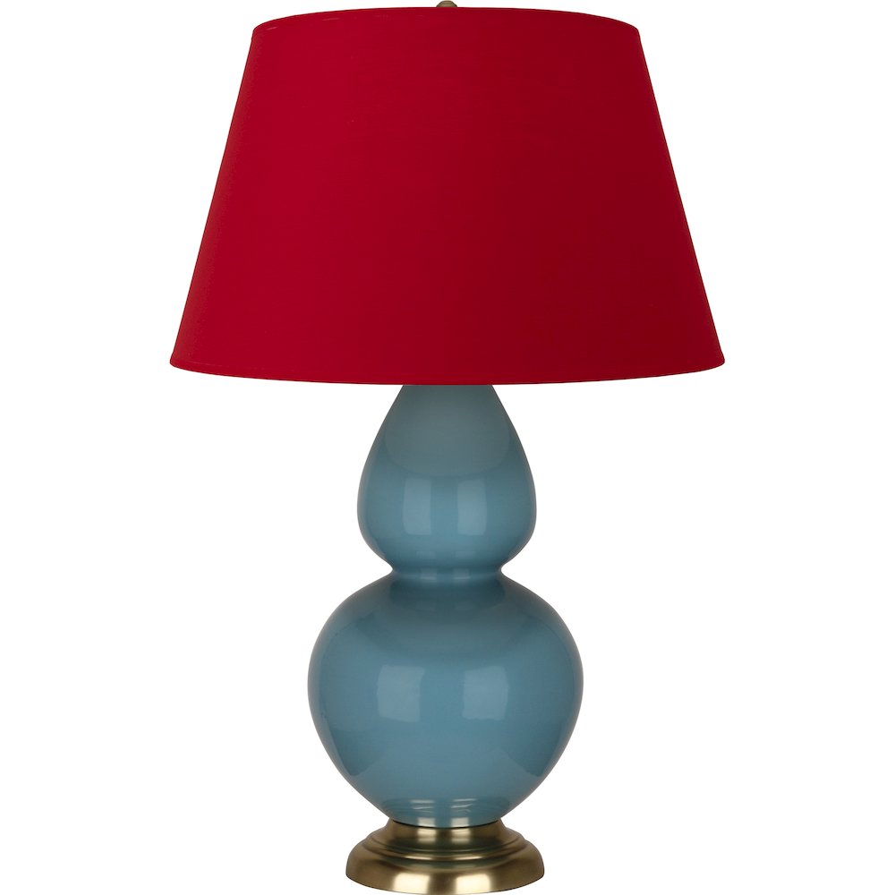 Steel Blue Double Gourd Table Lamp in Steel Blue Glazed Ceramic Color. Picture 1