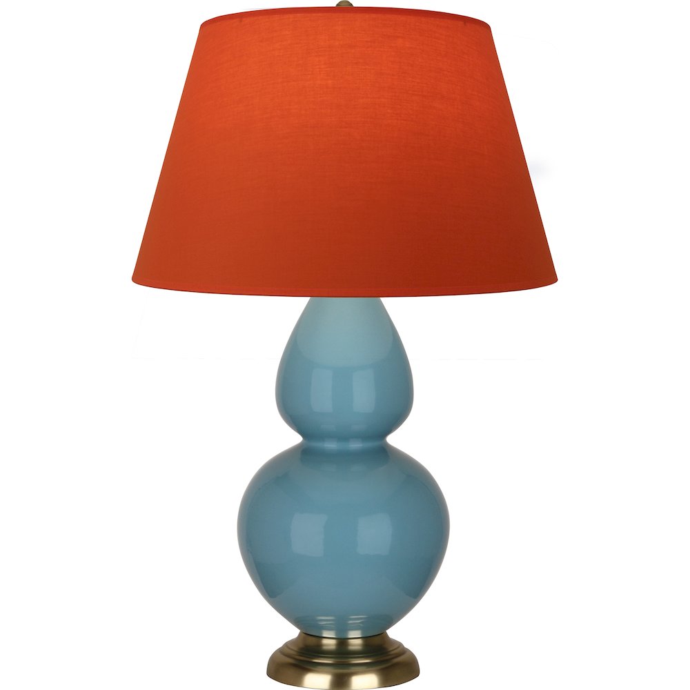 Steel Blue Double Gourd Table Lamp in Steel Blue Glazed Ceramic Color. Picture 1