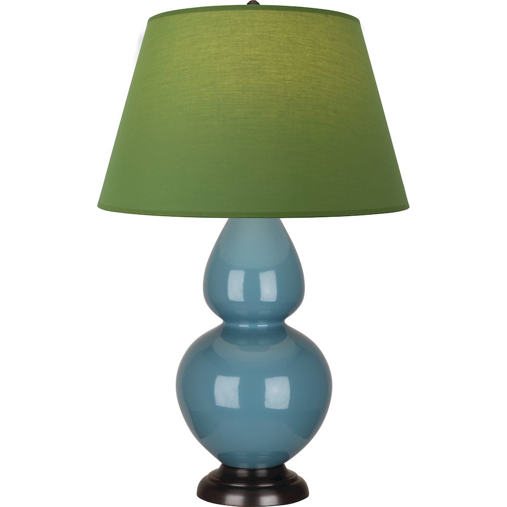 Steel Blue Double Gourd Table Lamp in Steel Blue Glazed Ceramic Color. Picture 1