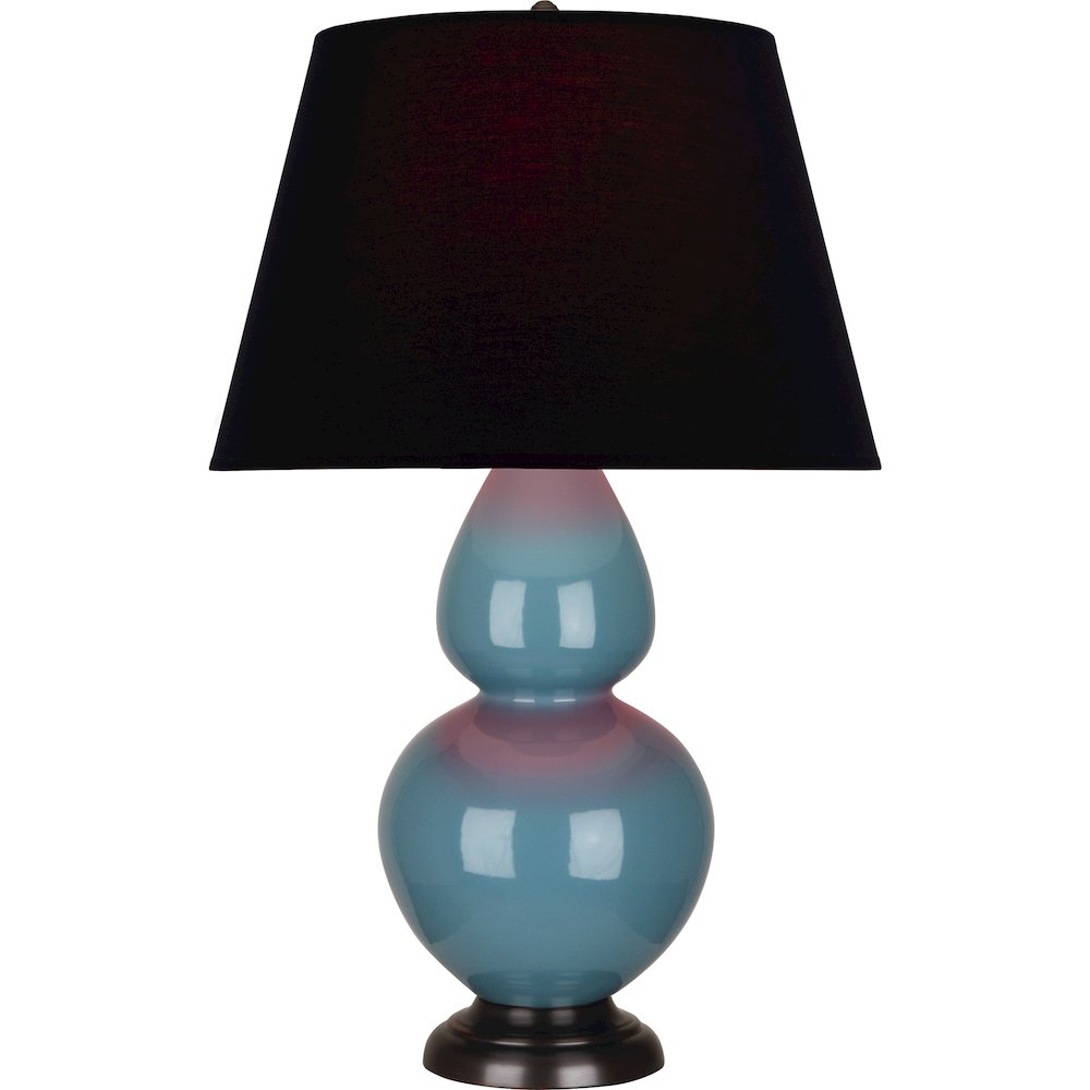 Steel Blue Double Gourd Table Lamp in Steel Blue Glazed Ceramic Color. Picture 1