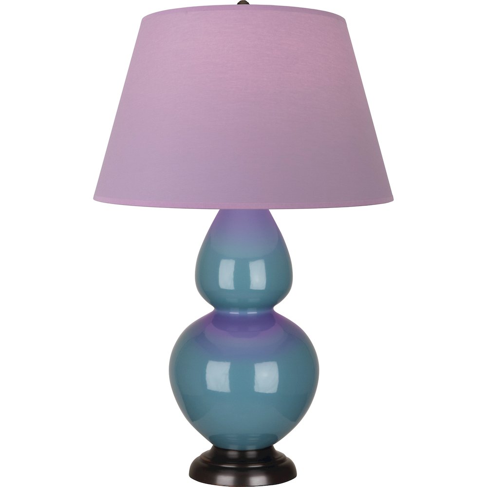 Steel Blue Double Gourd Table Lamp in Steel Blue Glazed Ceramic Color. Picture 1