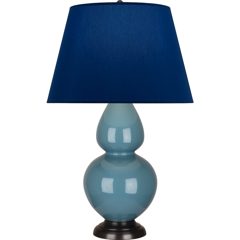 Steel Blue Double Gourd Table Lamp in Steel Blue Glazed Ceramic Color. Picture 1