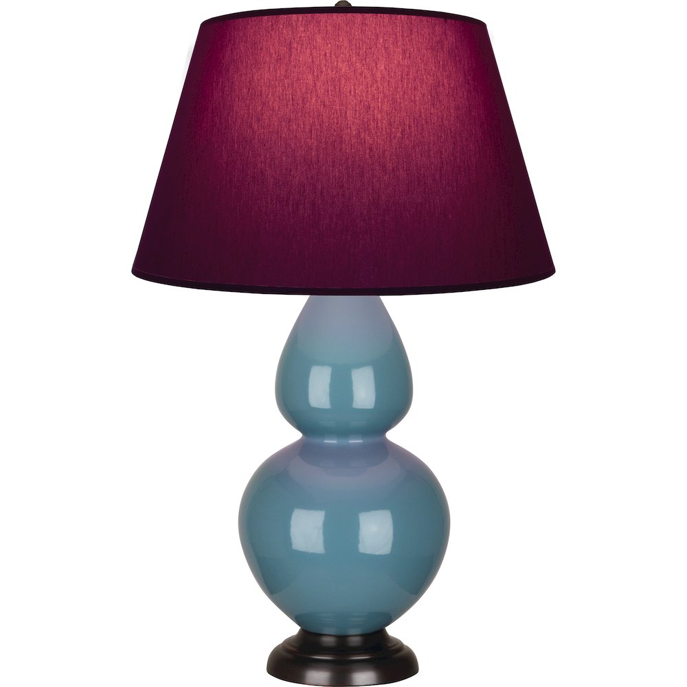 Steel Blue Double Gourd Table Lamp in Steel Blue Glazed Ceramic Color. Picture 1