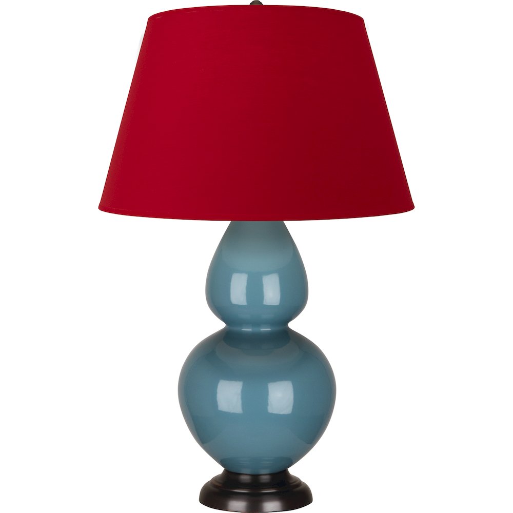 Steel Blue Double Gourd Table Lamp in Steel Blue Glazed Ceramic Color. Picture 1