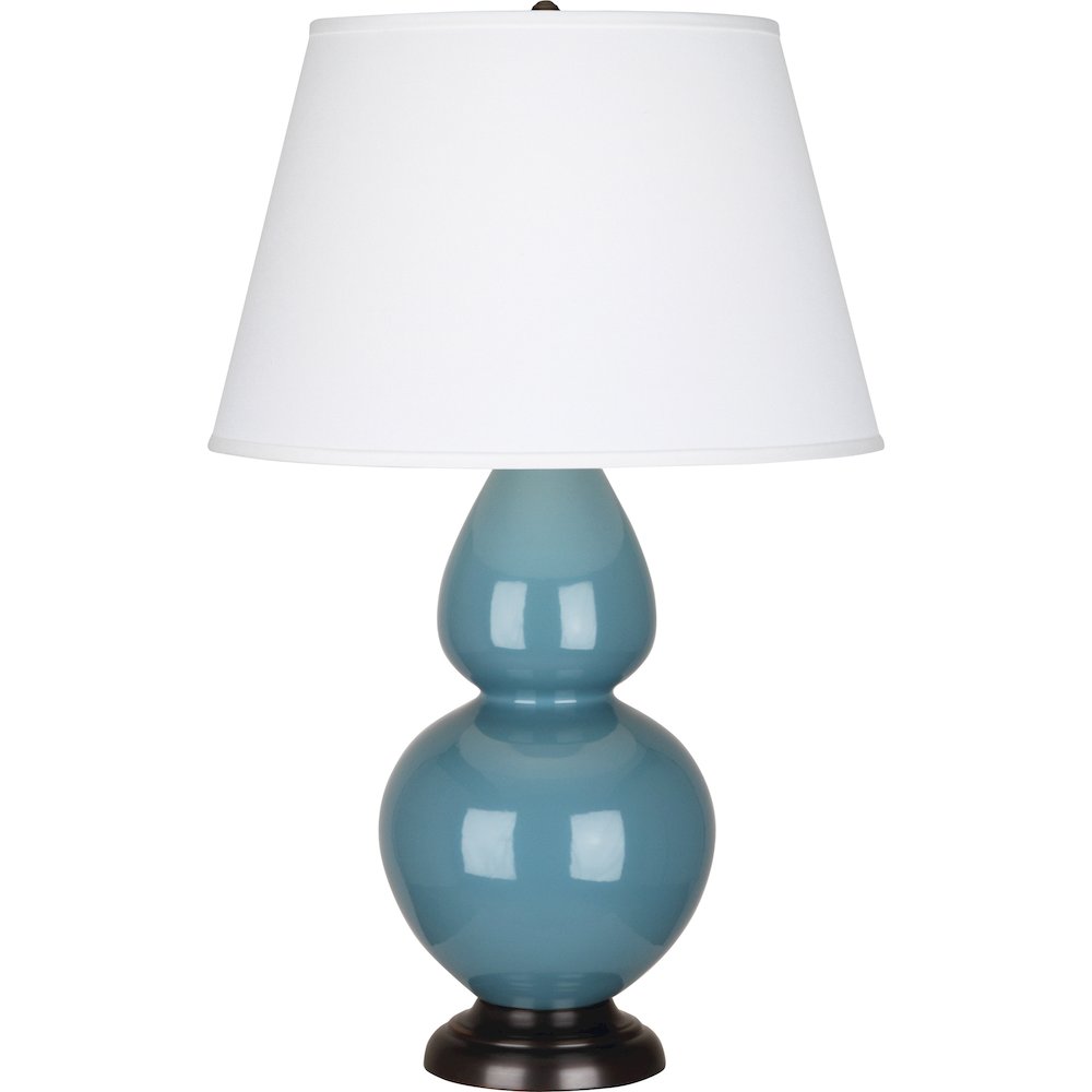 Steel Blue Double Gourd Table Lamp in Steel Blue Glazed Ceramic Color. Picture 1