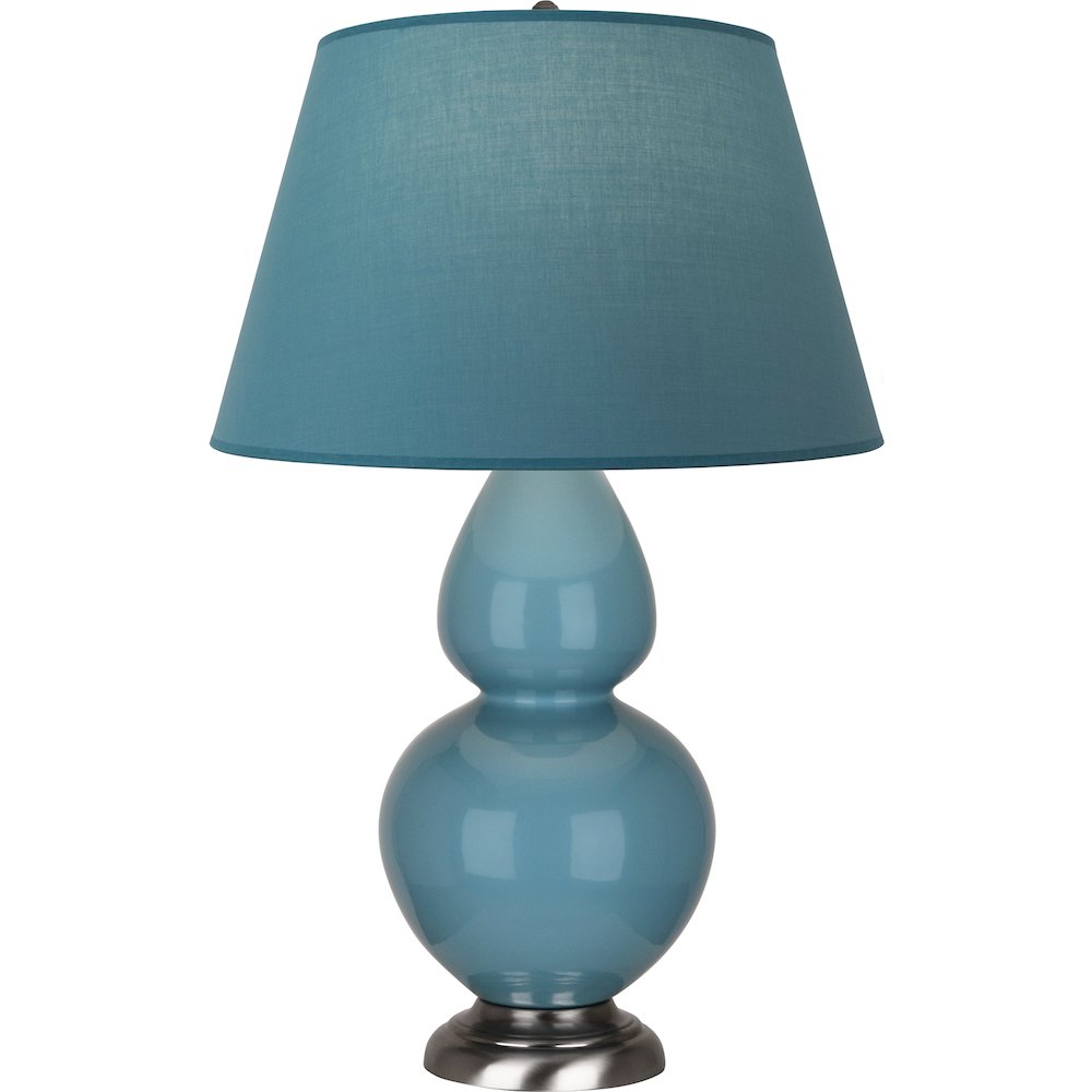 Steel Blue Double Gourd Table Lamp in Steel Blue Glazed Ceramic Color. Picture 1