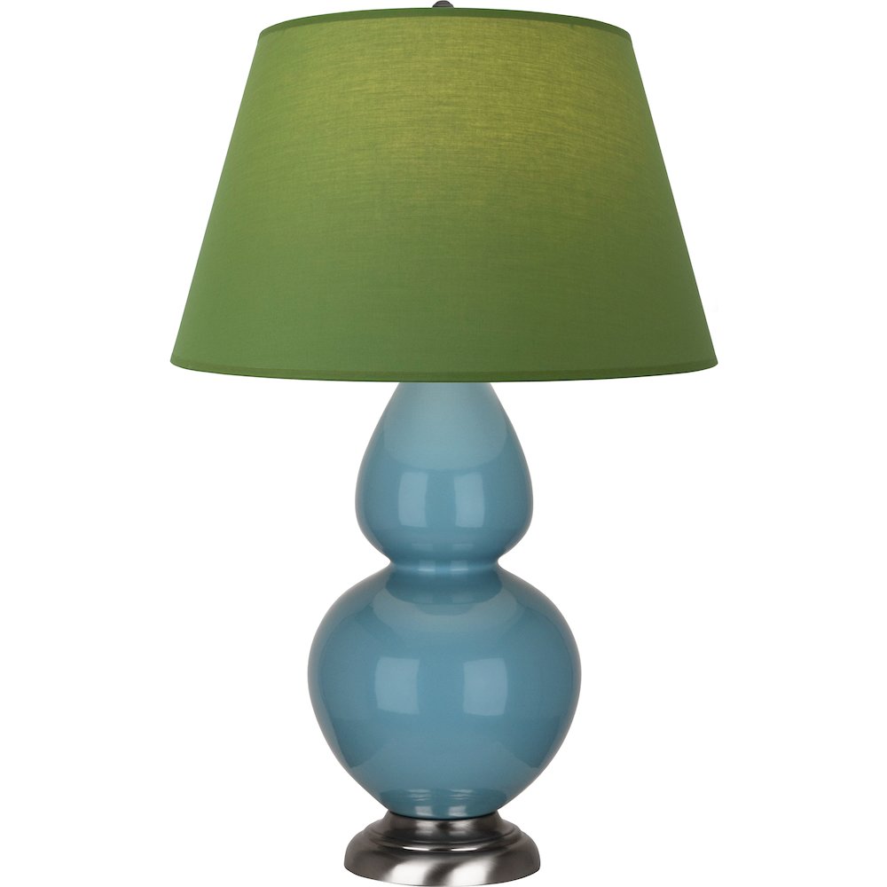 Steel Blue Double Gourd Table Lamp in Steel Blue Glazed Ceramic Color. Picture 1