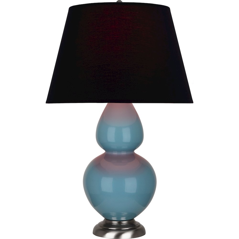 Steel Blue Double Gourd Table Lamp in Steel Blue Glazed Ceramic Color. Picture 1