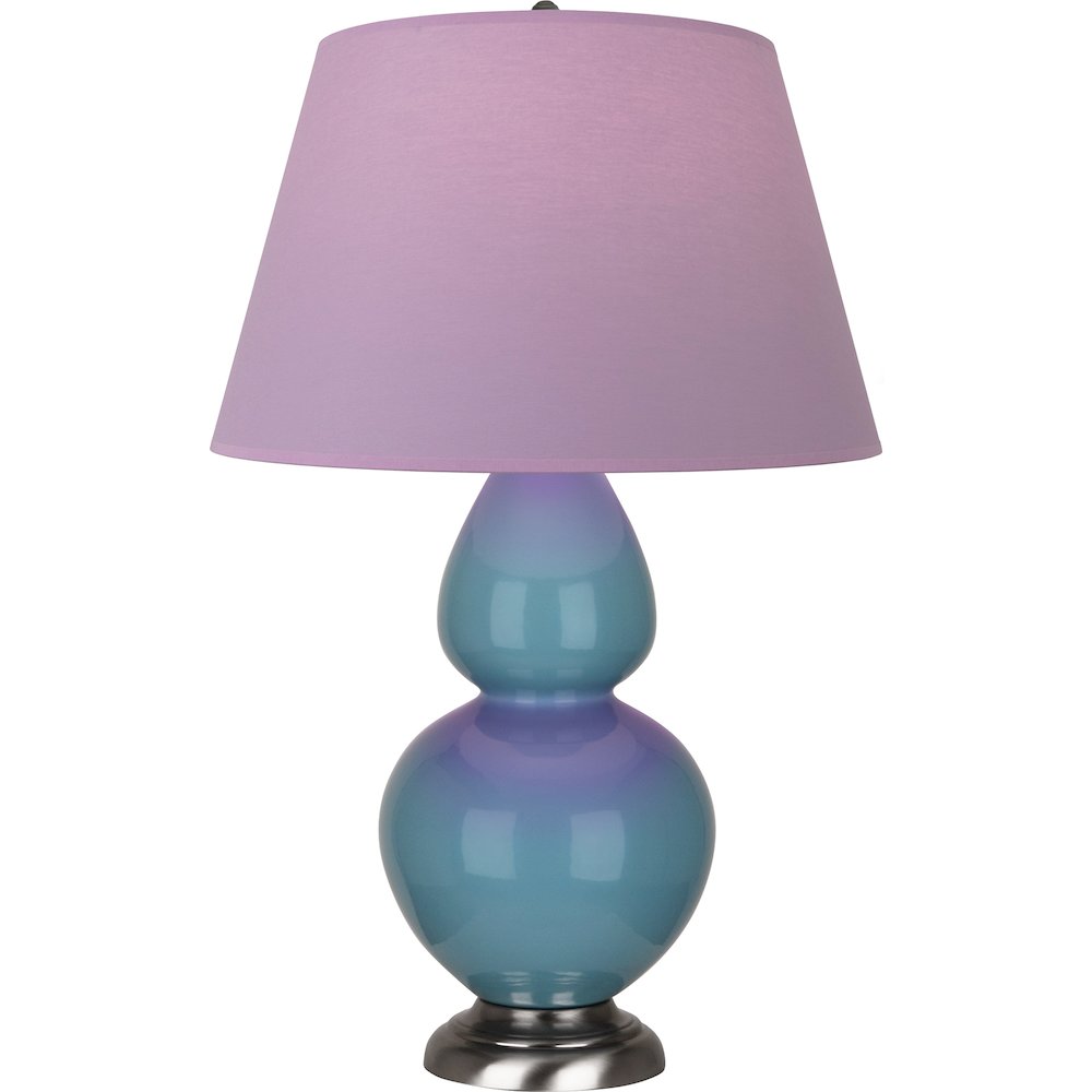 Steel Blue Double Gourd Table Lamp in Steel Blue Glazed Ceramic Color. Picture 1