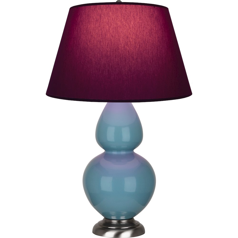 Steel Blue Double Gourd Table Lamp in Steel Blue Glazed Ceramic Color. Picture 1