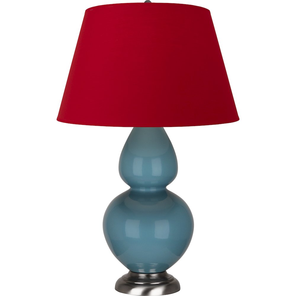 Steel Blue Double Gourd Table Lamp in Steel Blue Glazed Ceramic Color. Picture 1