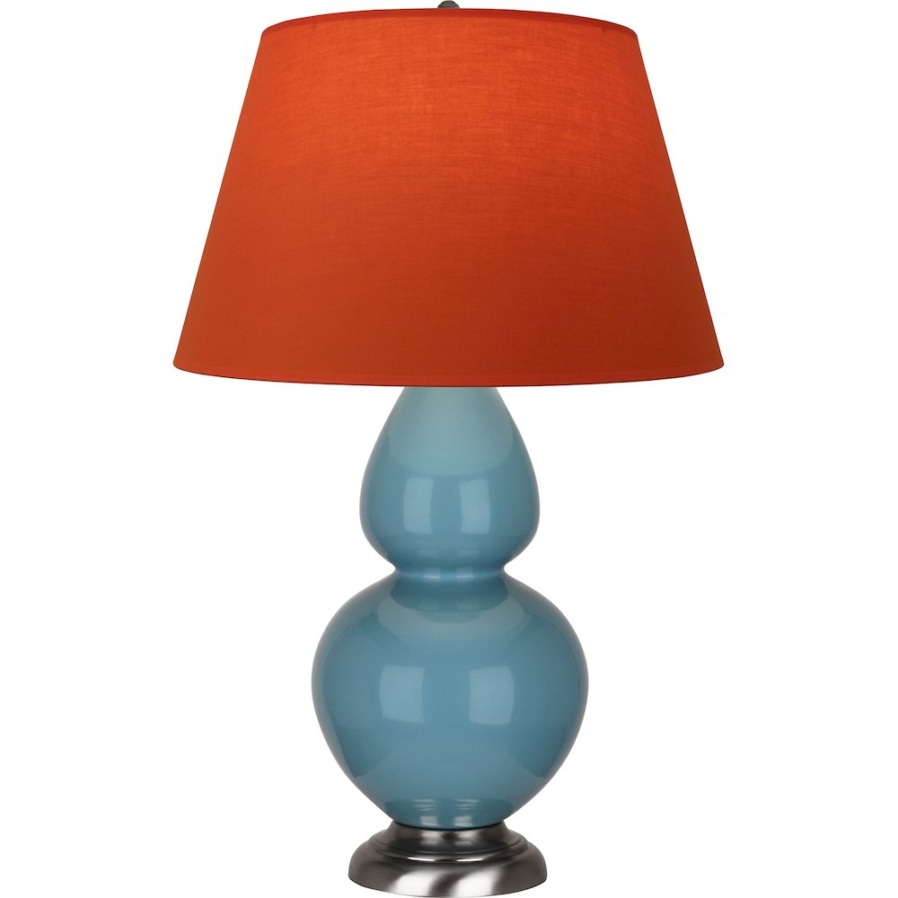 Steel Blue Double Gourd Table Lamp in Steel Blue Glazed Ceramic Color. Picture 1