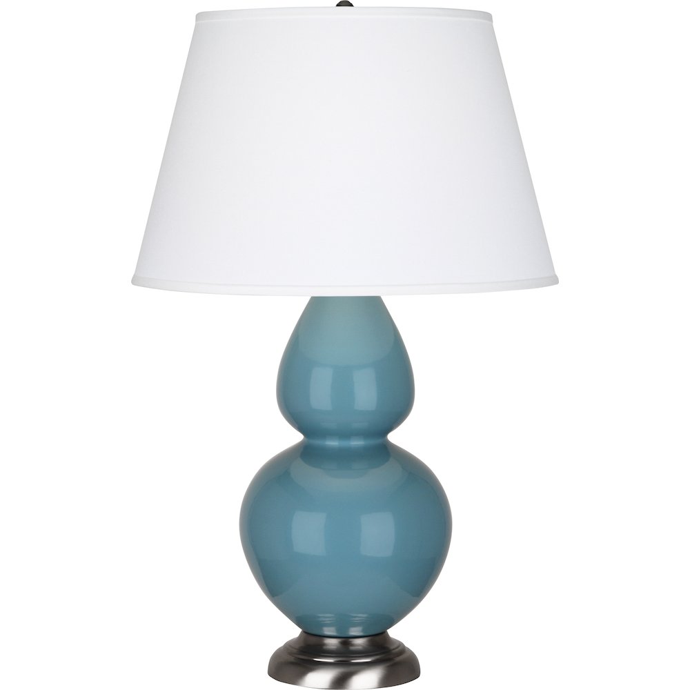 Steel Blue Double Gourd Table Lamp in Steel Blue Glazed Ceramic Color. Picture 1