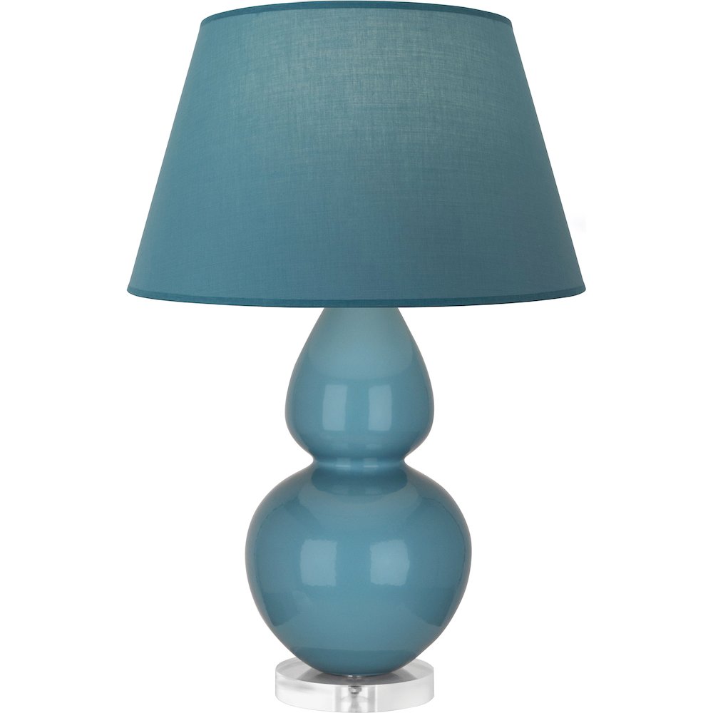 Steel Blue Double Gourd Table Lamp in Steel Blue Glazed Ceramic Color. Picture 1