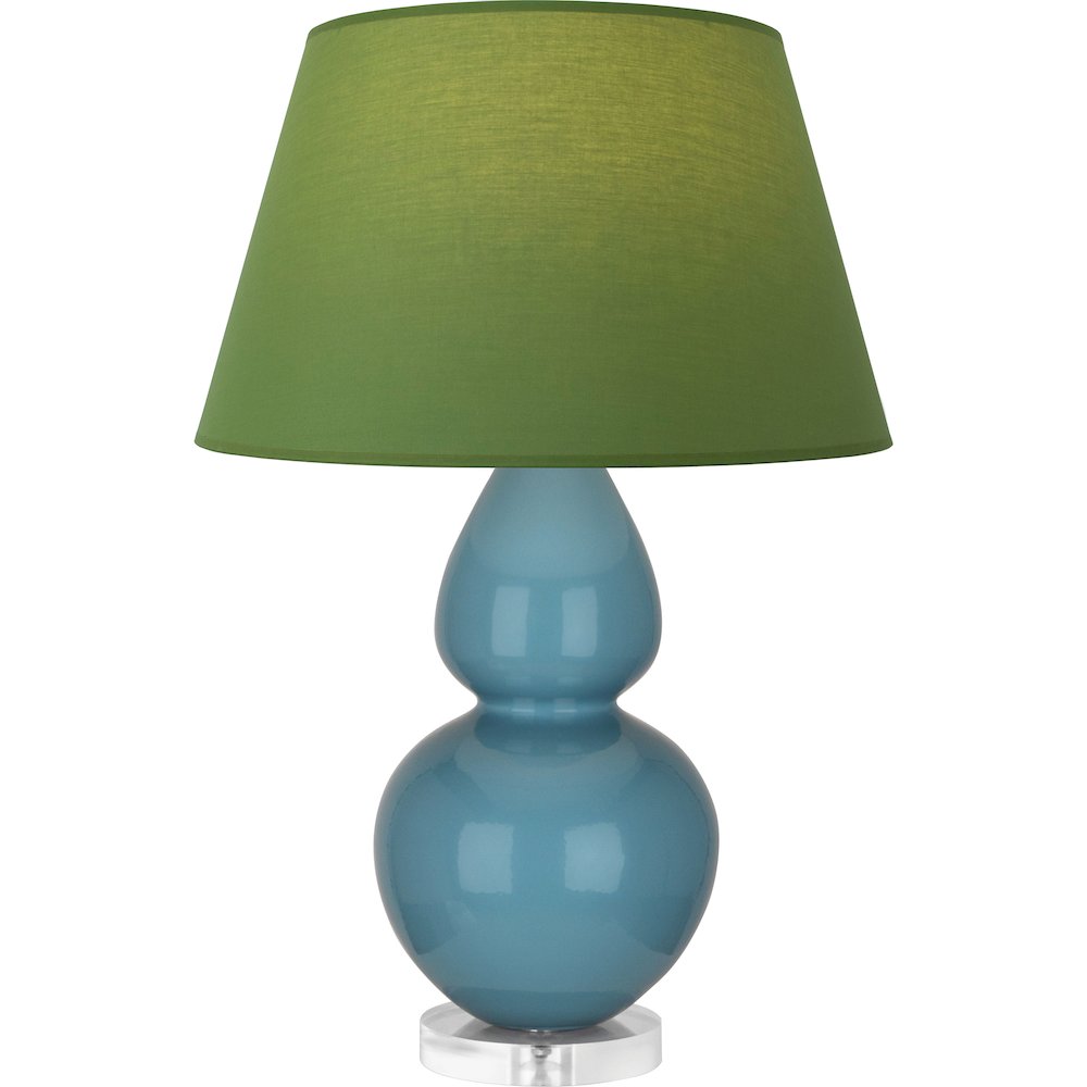 Steel Blue Double Gourd Table Lamp in Steel Blue Glazed Ceramic Color. Picture 1