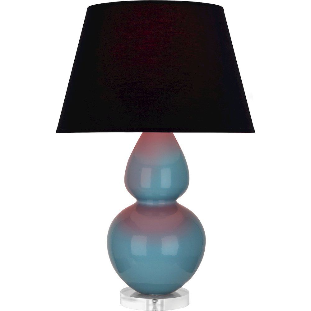 Steel Blue Double Gourd Table Lamp in Steel Blue Glazed Ceramic Color. Picture 1