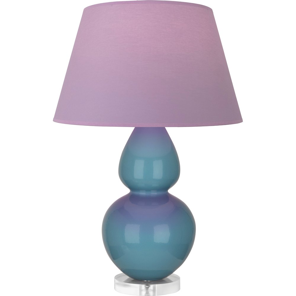 Steel Blue Double Gourd Table Lamp in Steel Blue Glazed Ceramic Color. Picture 1