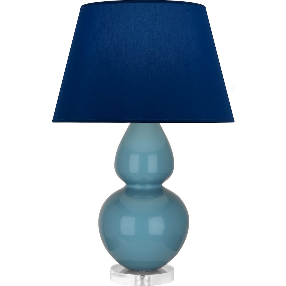 Steel Blue Double Gourd Table Lamp in Steel Blue Glazed Ceramic Color. Picture 1