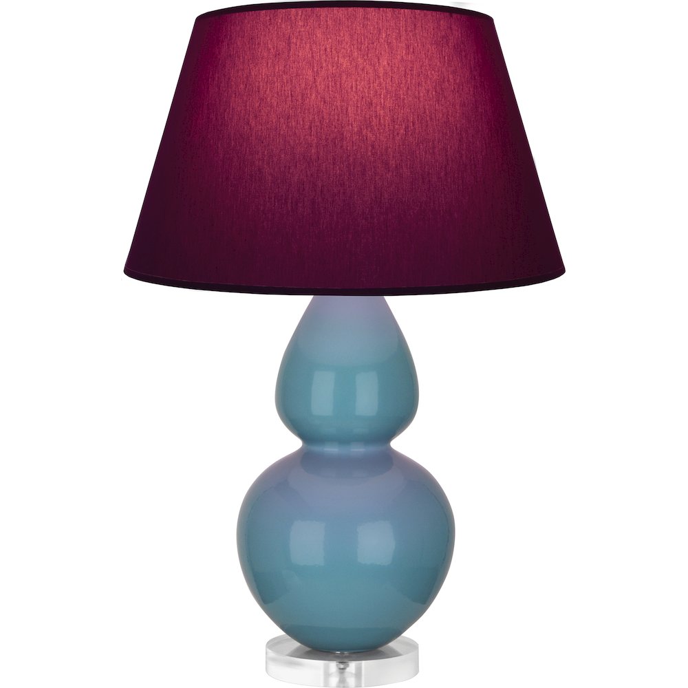Steel Blue Double Gourd Table Lamp in Steel Blue Glazed Ceramic Color. Picture 1
