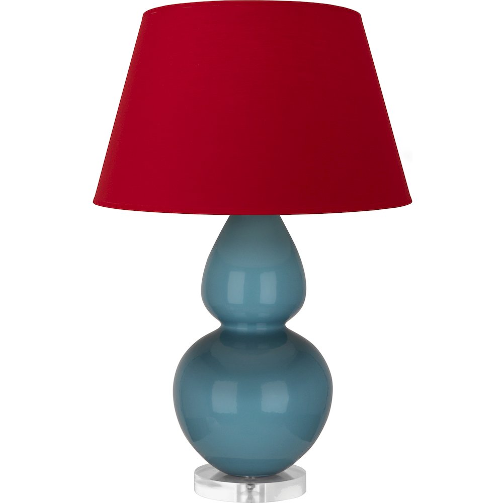 Steel Blue Double Gourd Table Lamp in Steel Blue Glazed Ceramic Color. Picture 1