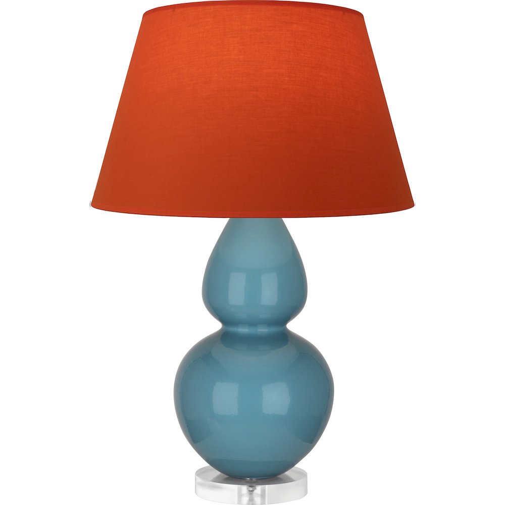 Steel Blue Double Gourd Table Lamp in Steel Blue Glazed Ceramic Color. Picture 1