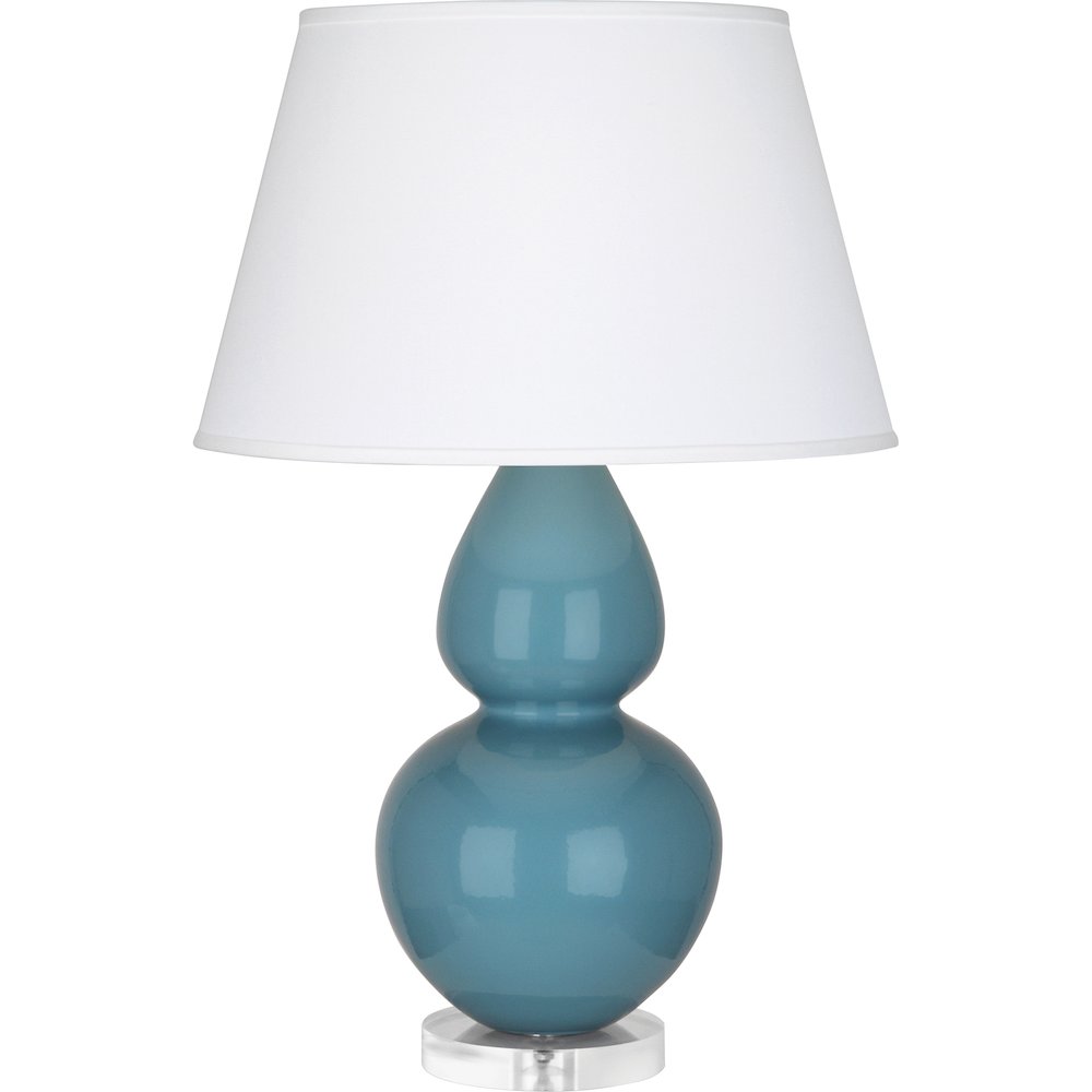 Steel Blue Double Gourd Table Lamp in Steel Blue Glazed Ceramic Color. Picture 1