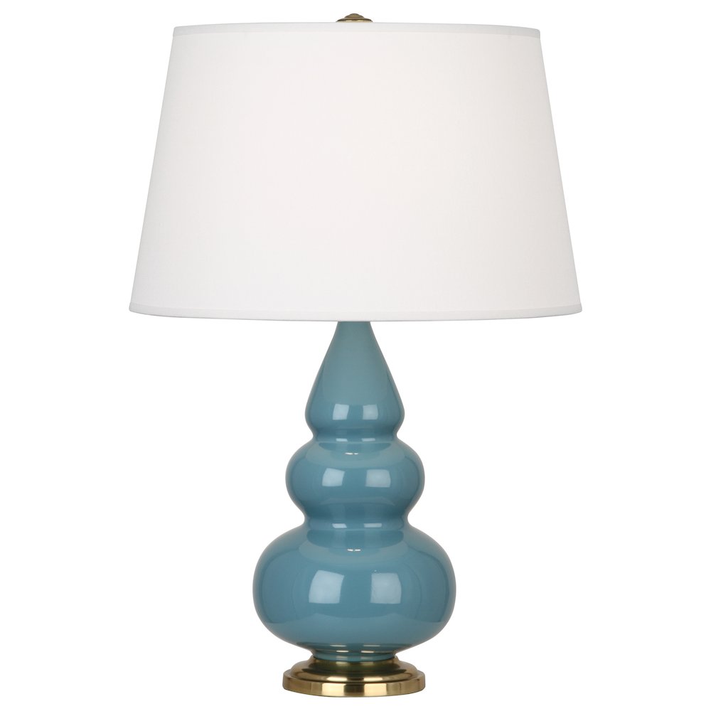 Steel Blue Small Triple Gourd Accent Lamp in Steel Blue Glazed Ceramic Color. Picture 1