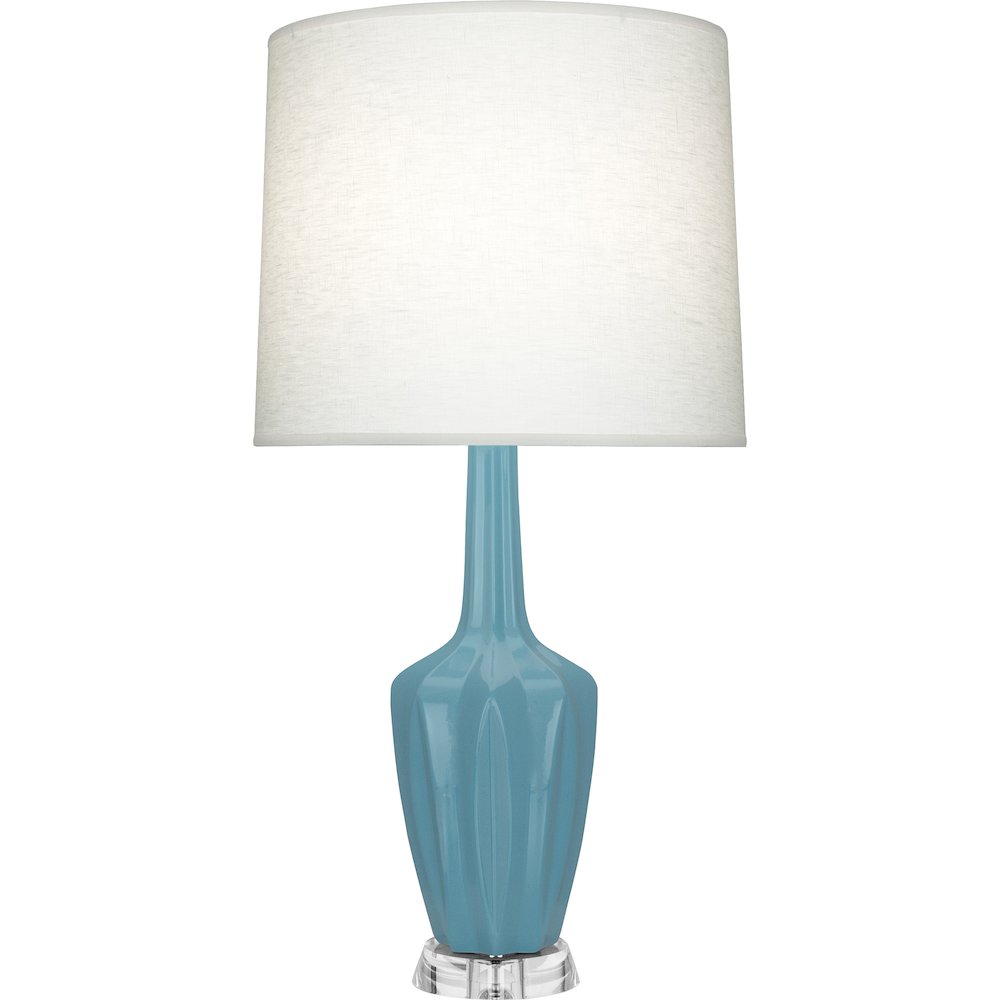 Steel Blue Emma Table Lamp in Steel Blue Glazed Ceramic Color. Picture 1