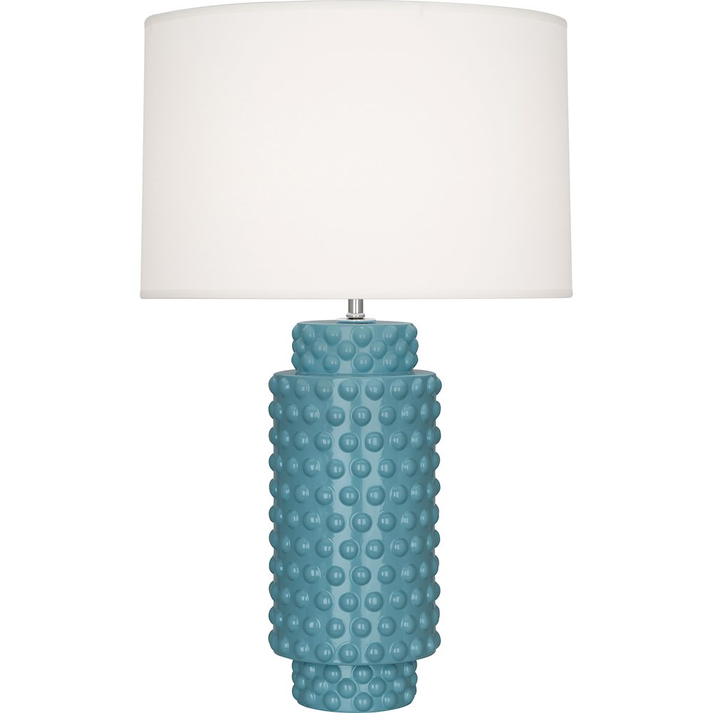 Steel Blue Dolly Table Lamp in Steel Blue Glazed Textured Ceramic Color. Picture 1