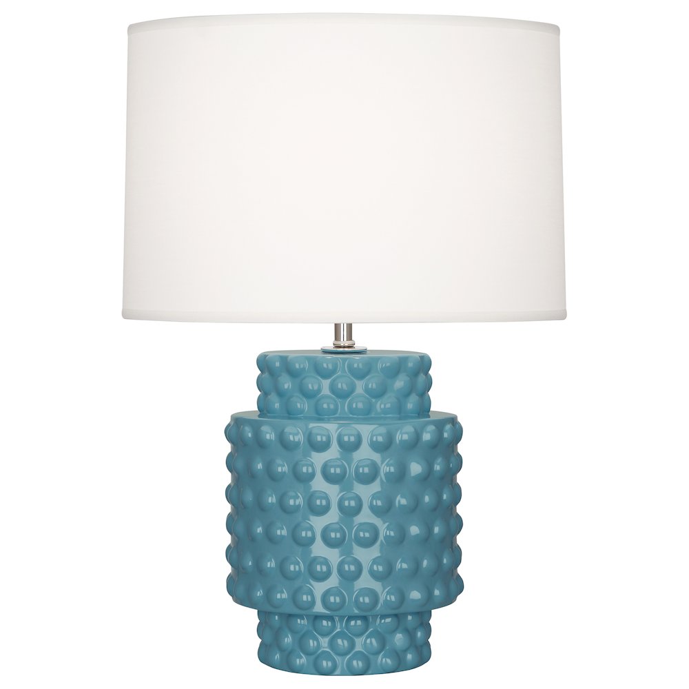 Steel Blue Dolly Accent Lamp in Steel Blue Glazed Textured Ceramic Color. Picture 1