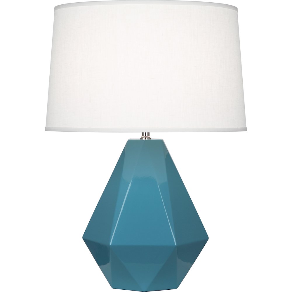 Steel Blue Delta Table Lamp in Steel Blue Glazed Ceramic Color. Picture 1