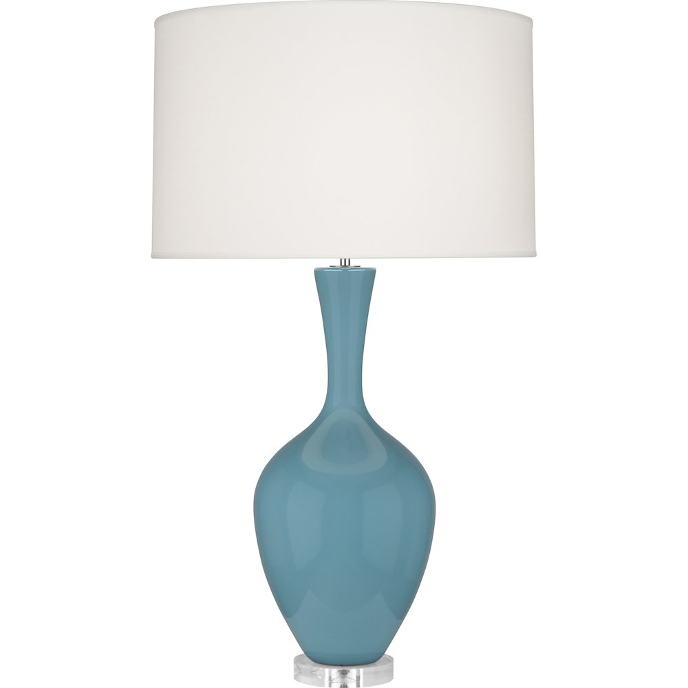 Steel Blue Audrey Table Lamp in Steel Blue Glazed Ceramic Color. Picture 1
