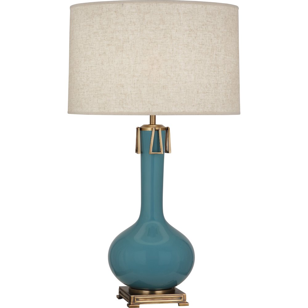 Steel Blue Athena Table Lamp in Steel Blue Glazed Ceramic Color. Picture 1