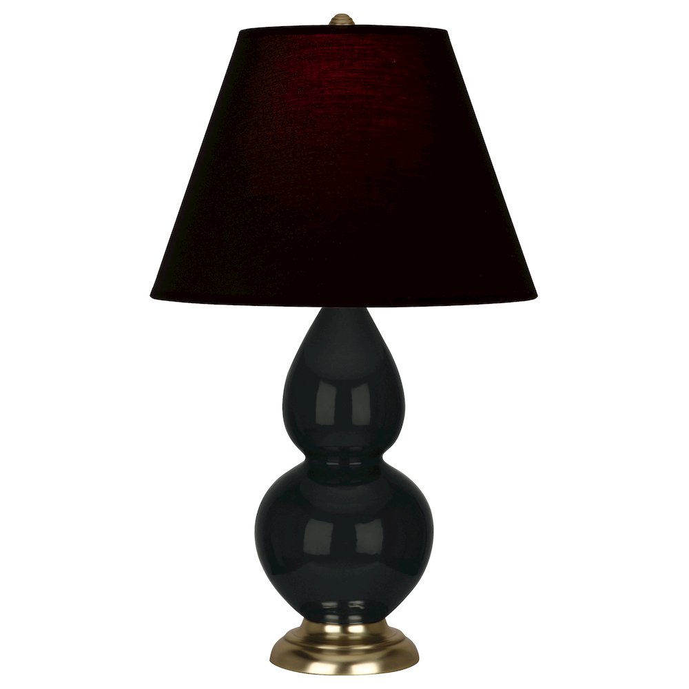 Obsidian Small Double Gourd Accent Lamp in Obsidian Glazed Ceramic Color. Picture 1