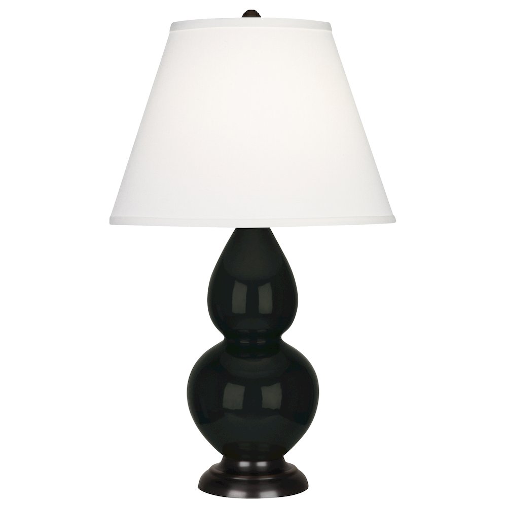 Obsidian Small Double Gourd Accent Lamp in Obsidian Glazed Ceramic Color. Picture 1