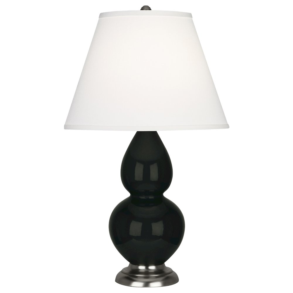 Obsidian Small Double Gourd Accent Lamp in Obsidian Glazed Ceramic Color. Picture 1