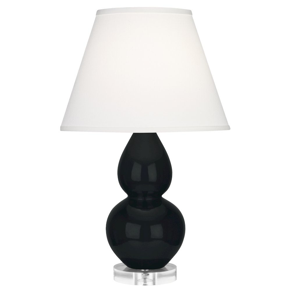 Obsidian Small Double Gourd Accent Lamp in Obsidian Glazed Ceramic Color. Picture 1