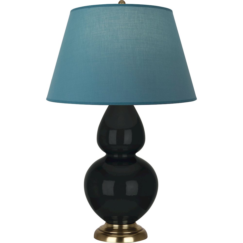 Obsidian Double Gourd Table Lamp in Obsidian Glazed Ceramic Color. Picture 1