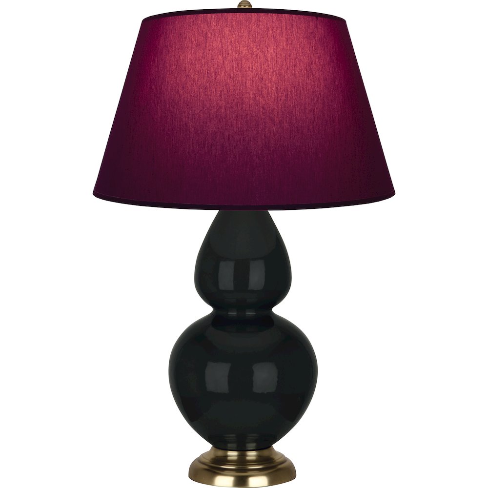 Obsidian Double Gourd Table Lamp in Obsidian Glazed Ceramic Color. Picture 1