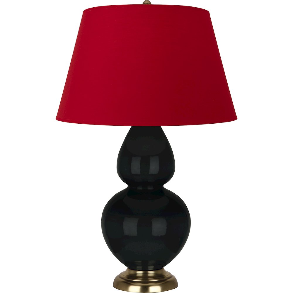 Obsidian Double Gourd Table Lamp in Obsidian Glazed Ceramic Color. Picture 1