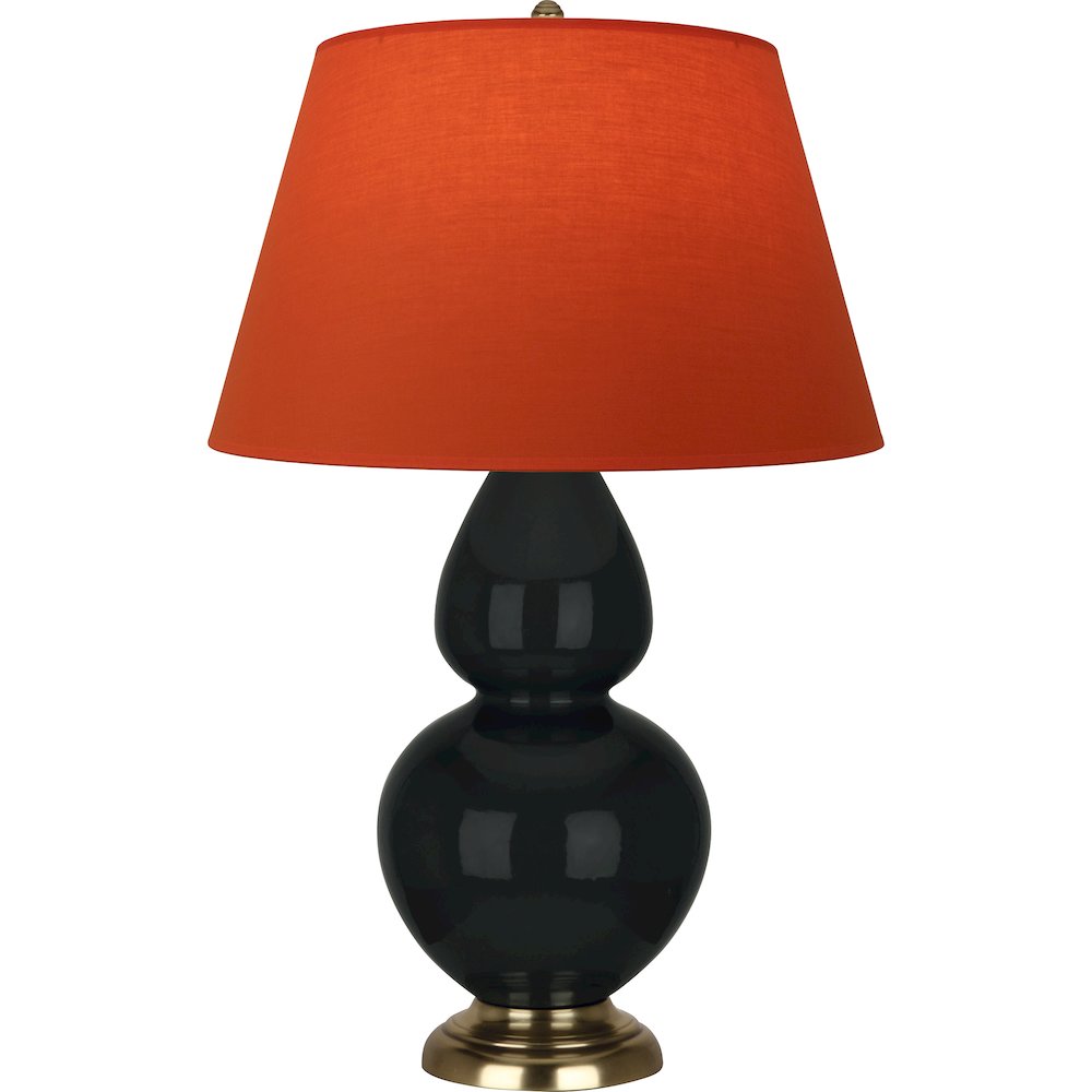 Obsidian Double Gourd Table Lamp in Obsidian Glazed Ceramic Color. Picture 1