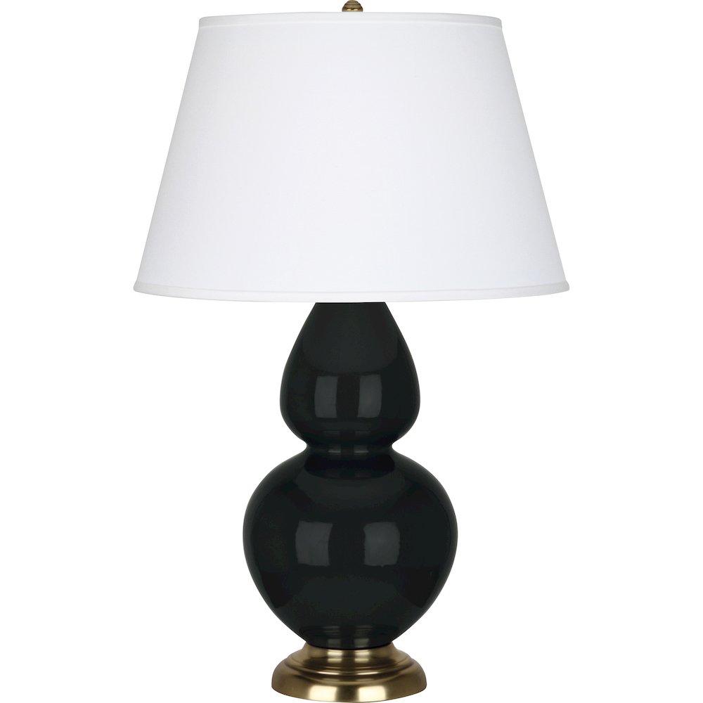 Obsidian Double Gourd Table Lamp in Obsidian Glazed Ceramic Color. Picture 1