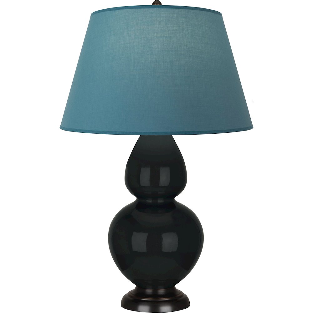 Obsidian Double Gourd Table Lamp in Obsidian Glazed Ceramic Color. Picture 1