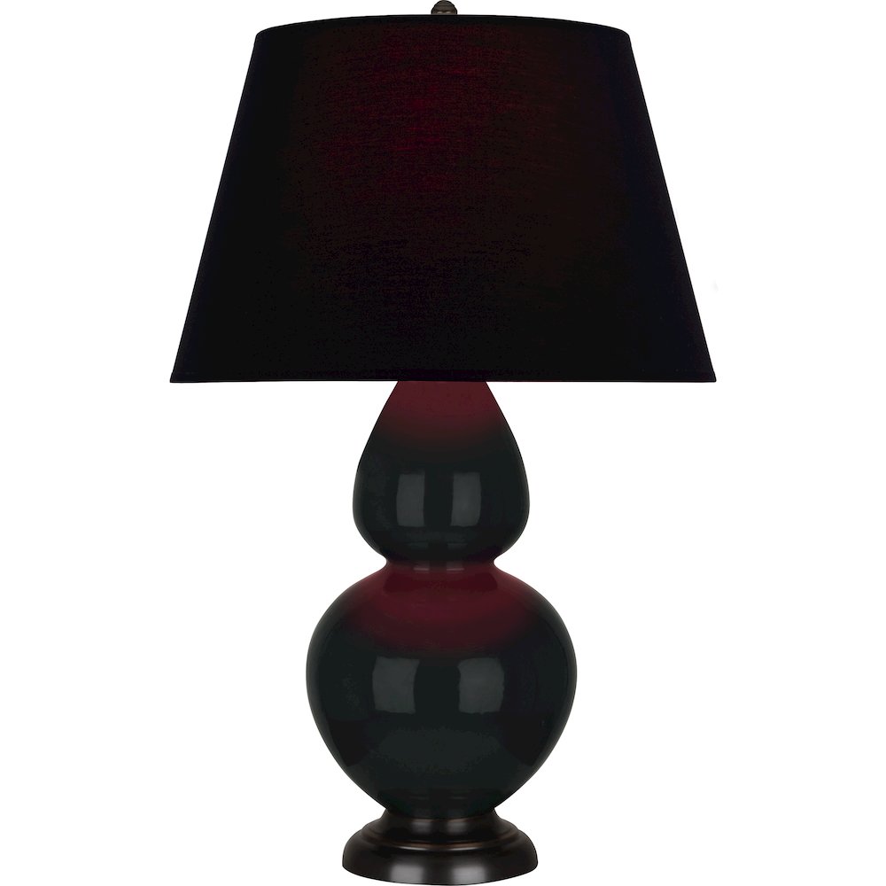 Obsidian Double Gourd Table Lamp in Obsidian Glazed Ceramic Color. Picture 1