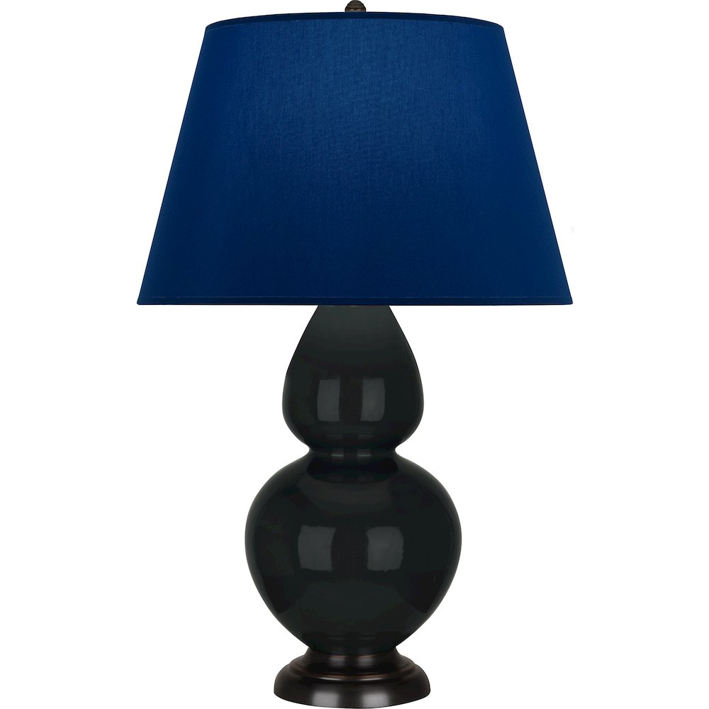 Obsidian Double Gourd Table Lamp in Obsidian Glazed Ceramic Color. Picture 1
