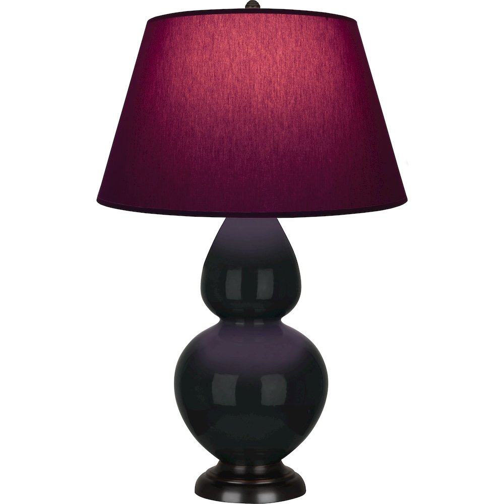 Obsidian Double Gourd Table Lamp in Obsidian Glazed Ceramic Color. Picture 1