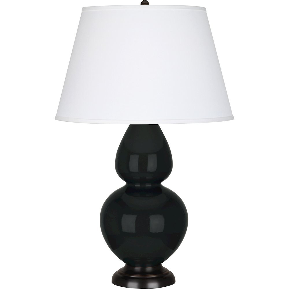 Obsidian Double Gourd Table Lamp in Obsidian Glazed Ceramic Color. Picture 1