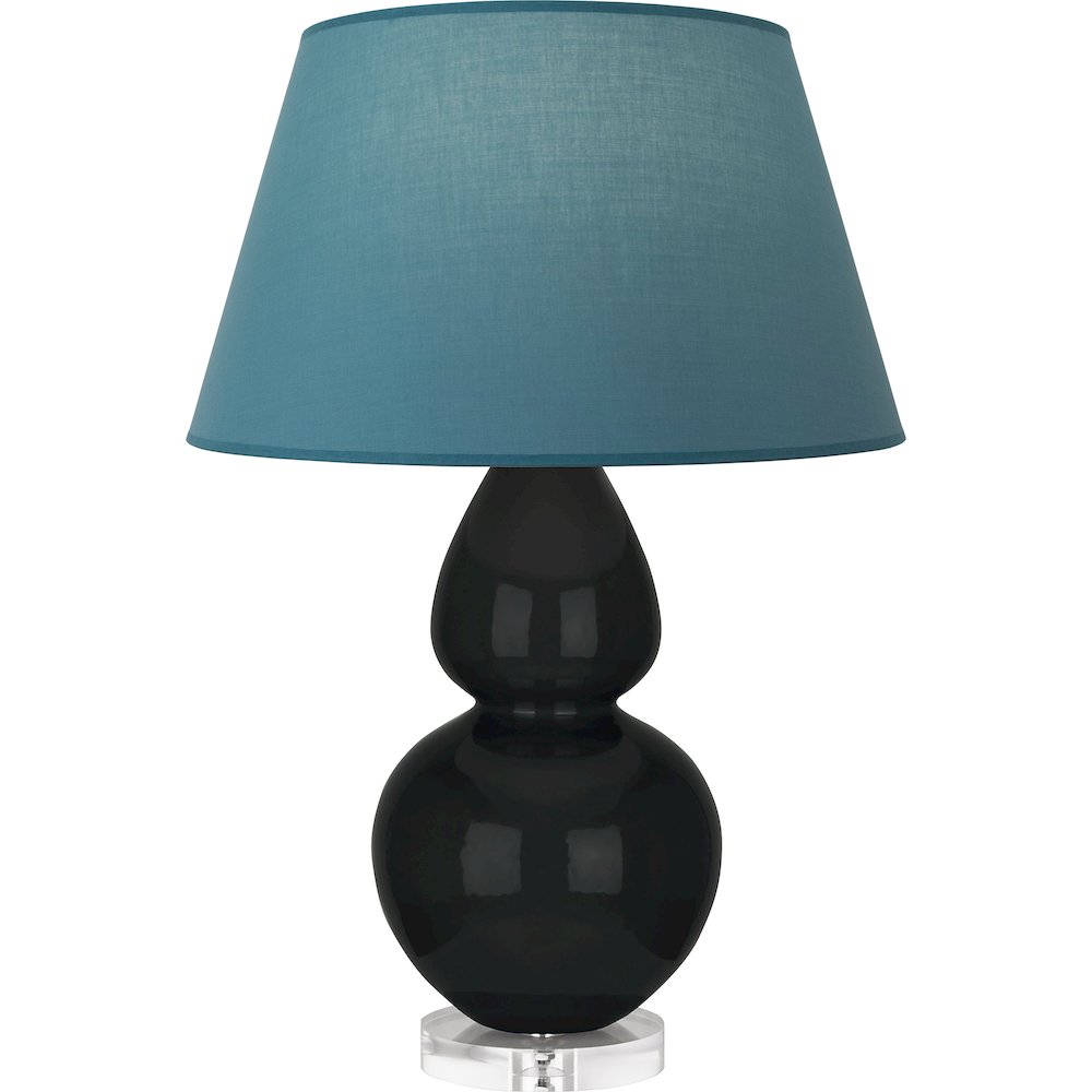 Obsidian Double Gourd Table Lamp in Obsidian Glazed Ceramic Color. Picture 1