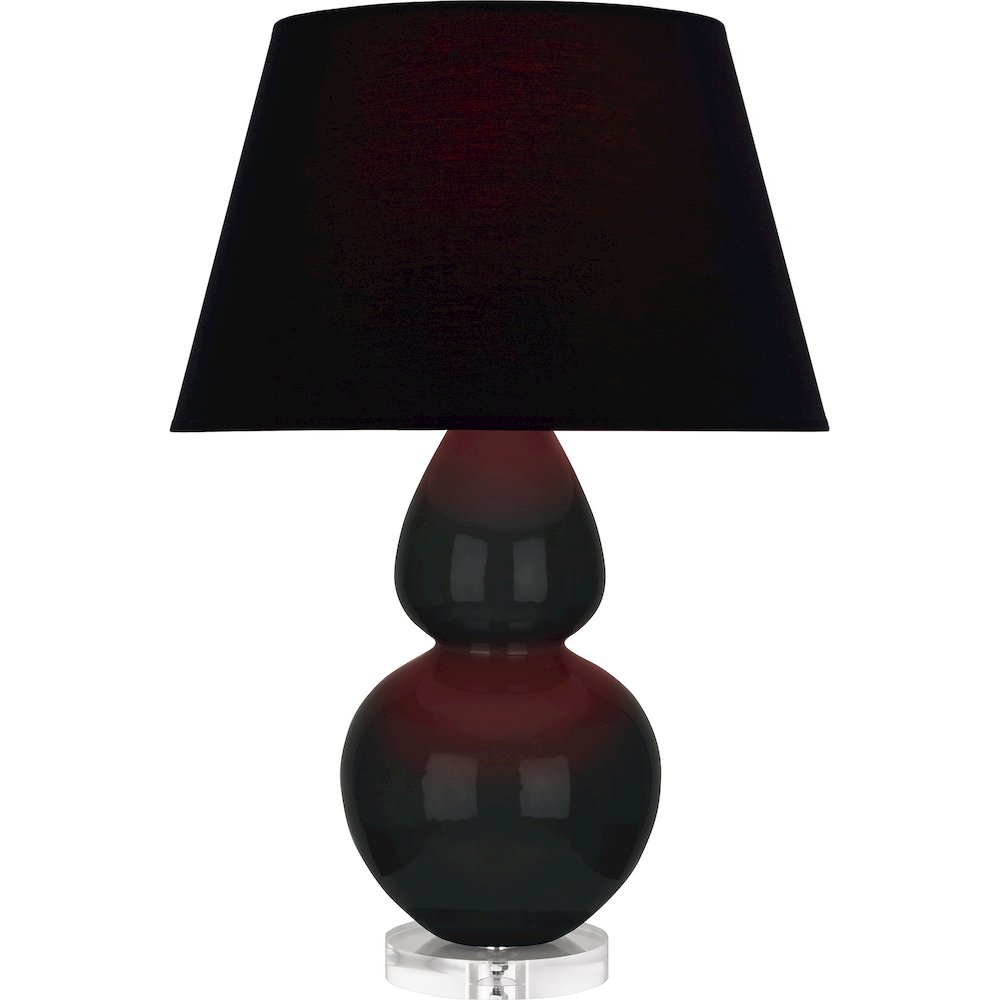 Obsidian Double Gourd Table Lamp in Obsidian Glazed Ceramic Color. Picture 1