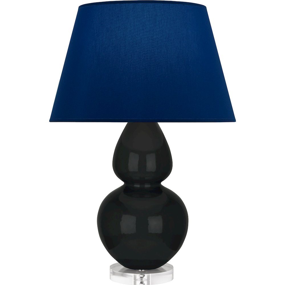 Obsidian Double Gourd Table Lamp in Obsidian Glazed Ceramic Color. Picture 1